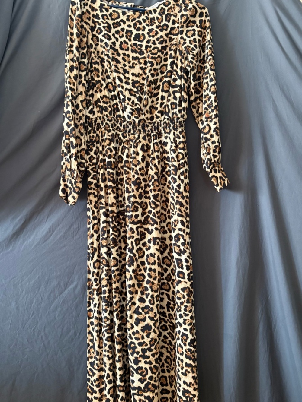 LOFT Leopard Print Long Sleeve Maxi Dress - Tan & Black